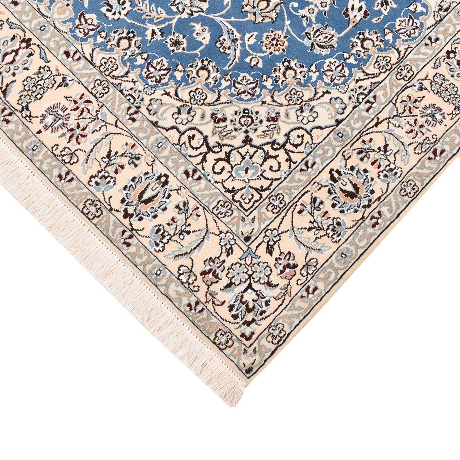 Alfombra Persa - Nain - Real - 201 x 149 cm - azul claro