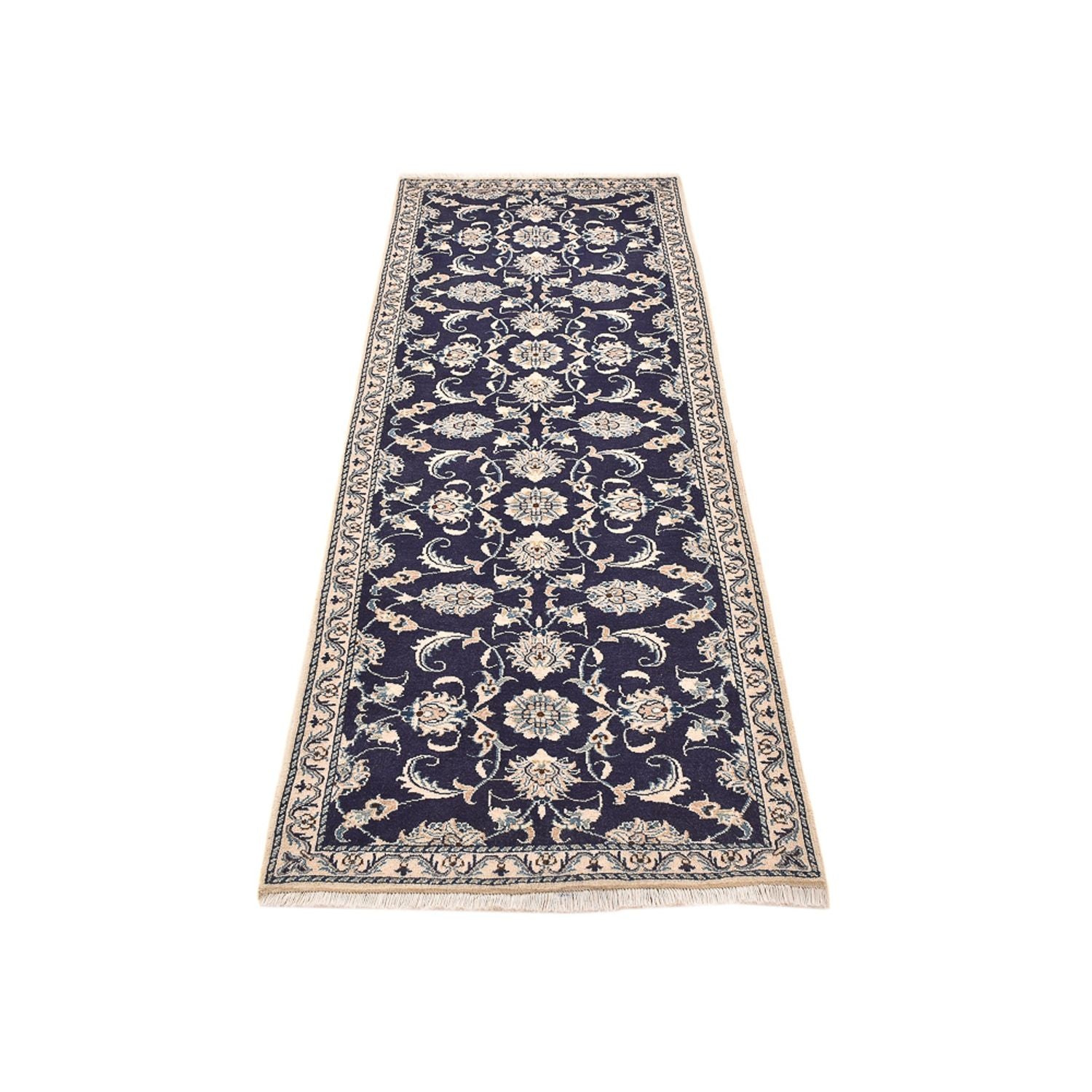 Alfombra de pasillo Alfombra persa - Nain - 241 x 79 cm - azul oscuro