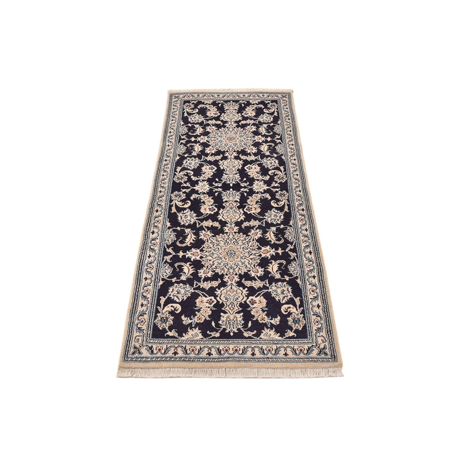 Alfombra de pasillo Alfombra persa - Nain - 206 x 77 cm - azul oscuro