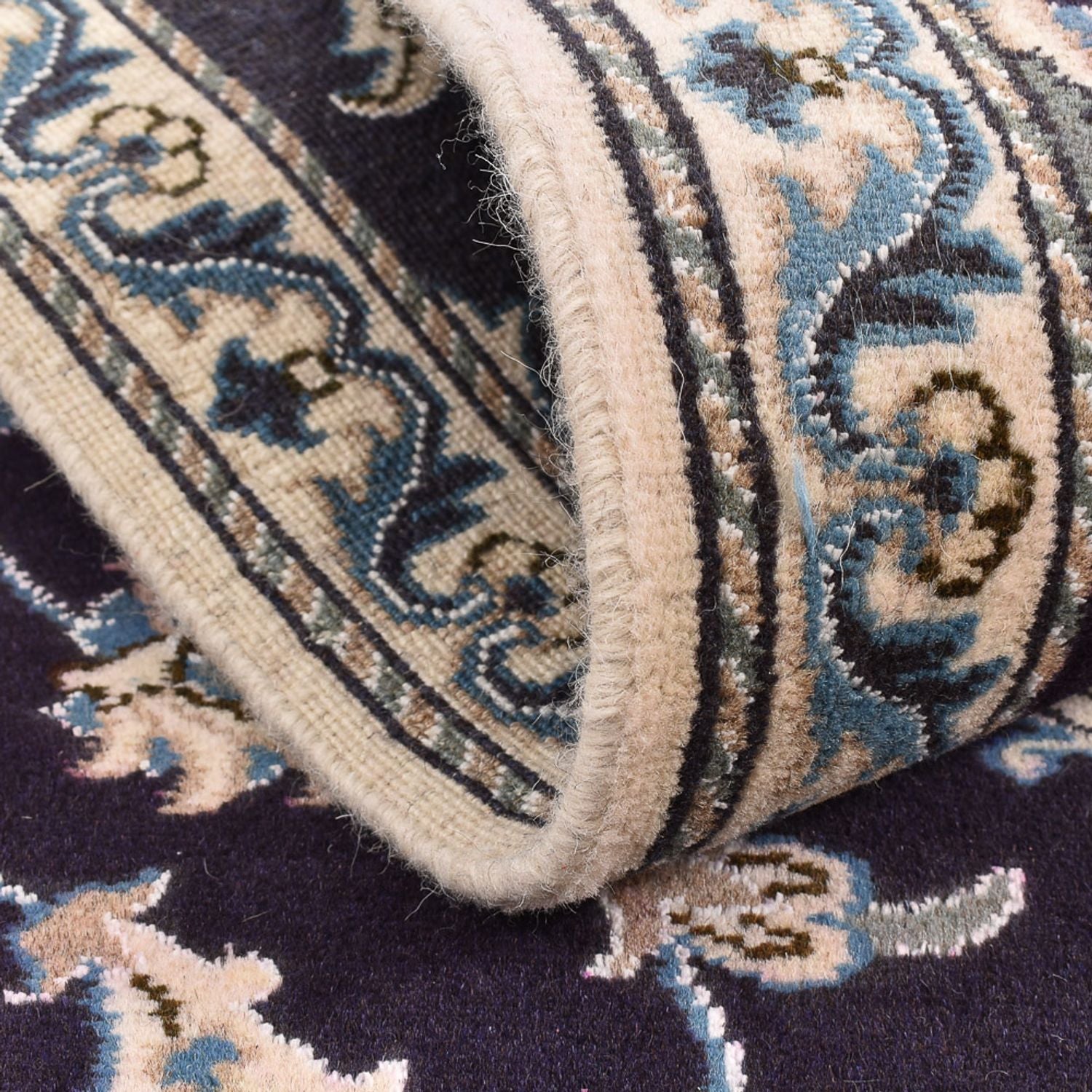 Alfombra de pasillo Alfombra persa - Nain - 200 x 78 cm - azul oscuro