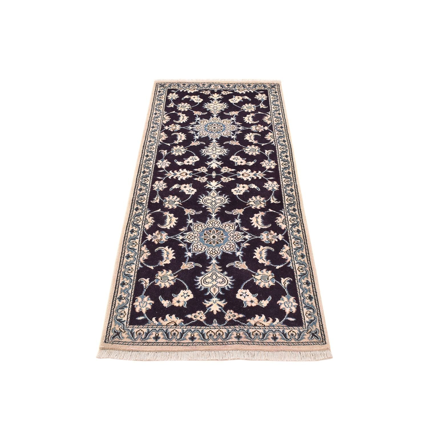 Alfombra de pasillo Alfombra persa - Nain - 200 x 78 cm - azul oscuro
