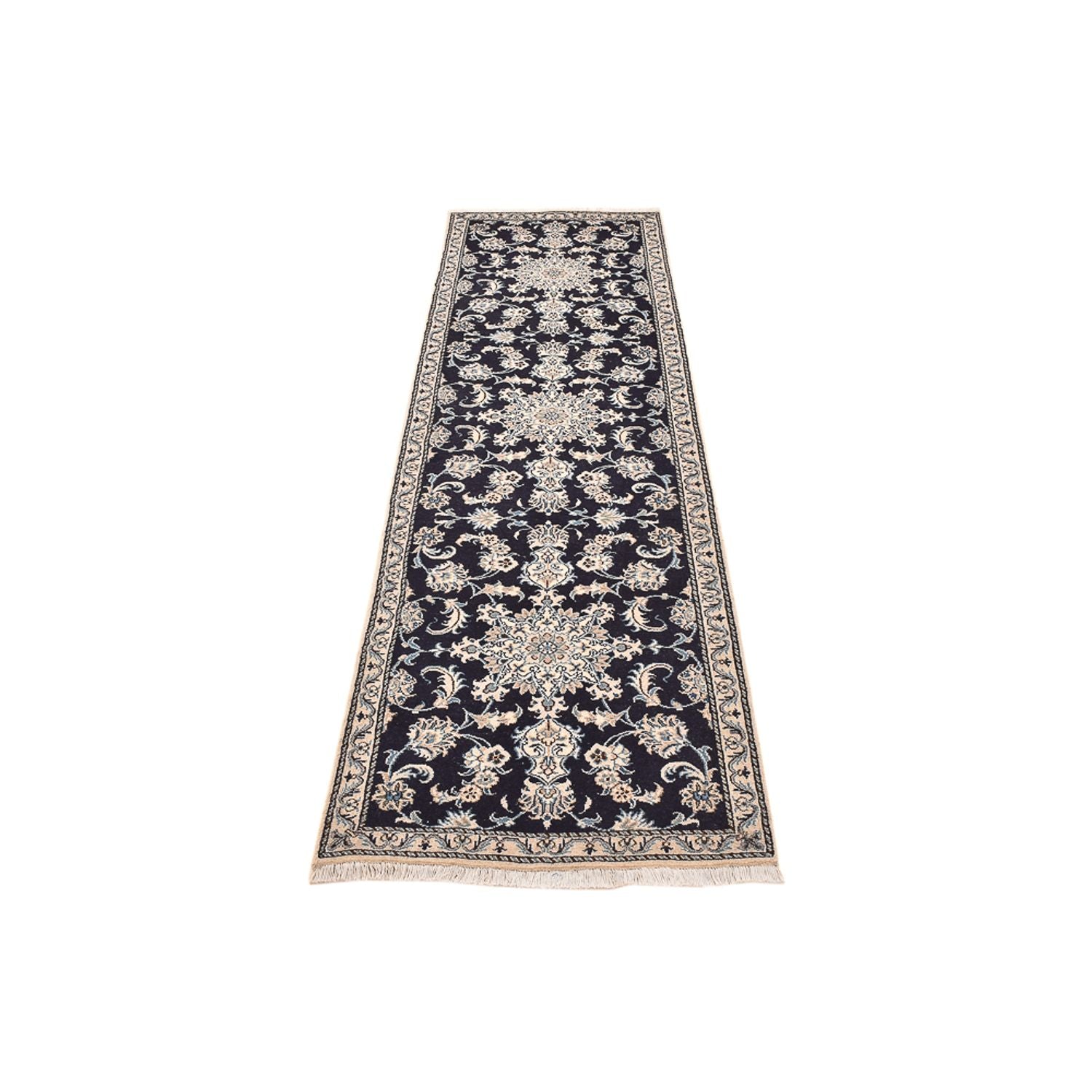 Alfombra de pasillo Alfombra persa - Nain - 292 x 78 cm - azul oscuro
