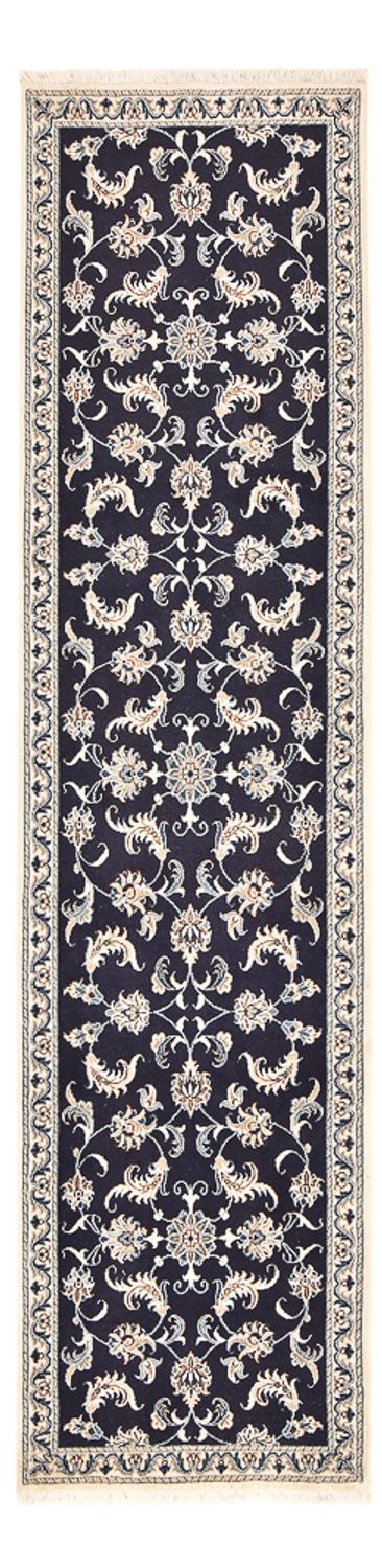 Alfombra de pasillo Alfombra persa - Nain - 298 x 78 cm - azul oscuro