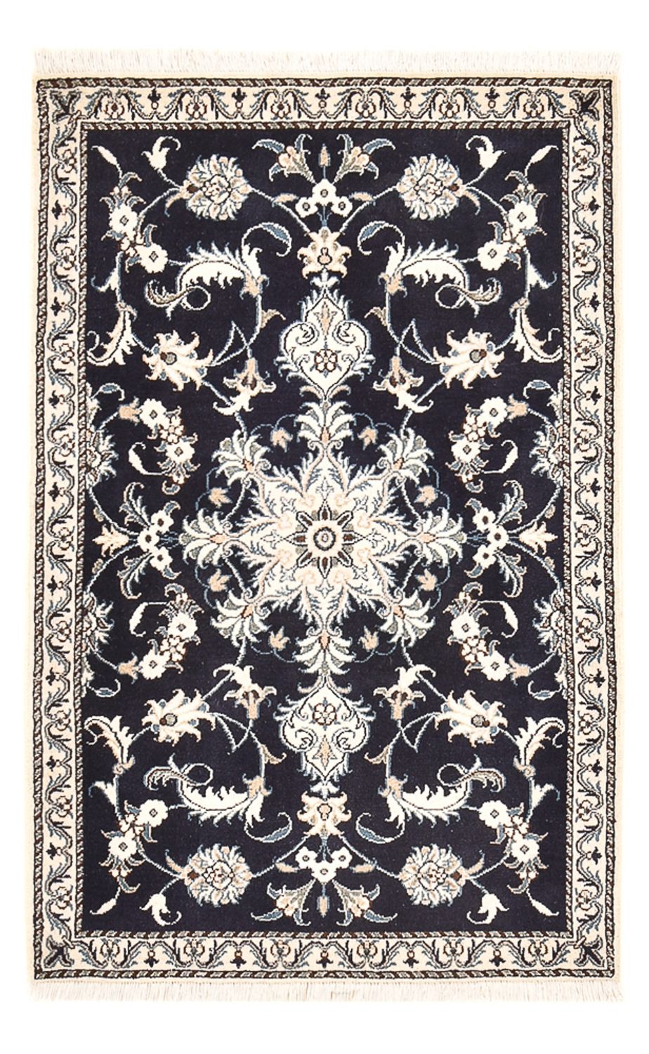 Alfombra persa - Nain - 137 x 87 cm - azul oscuro