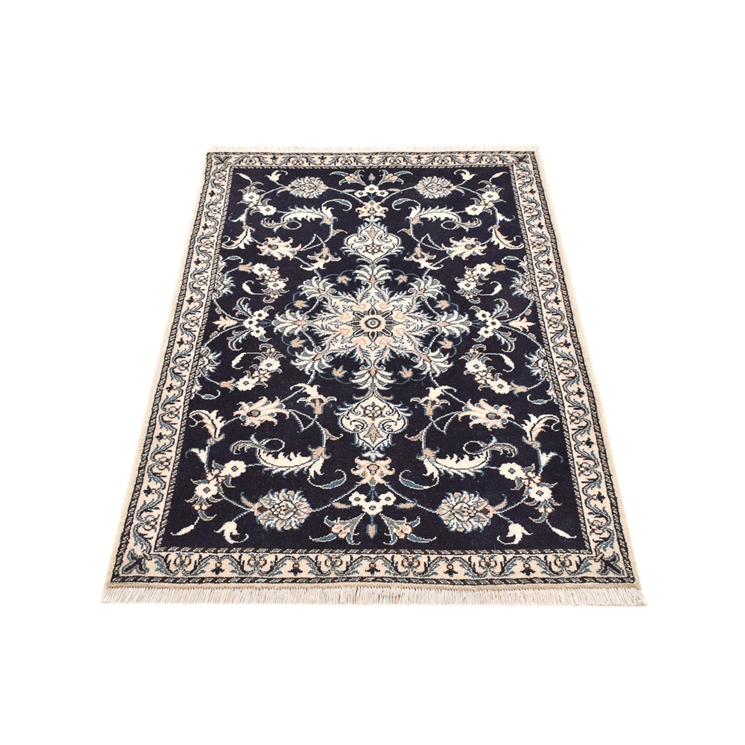 Alfombra persa - Nain - 137 x 87 cm - azul oscuro