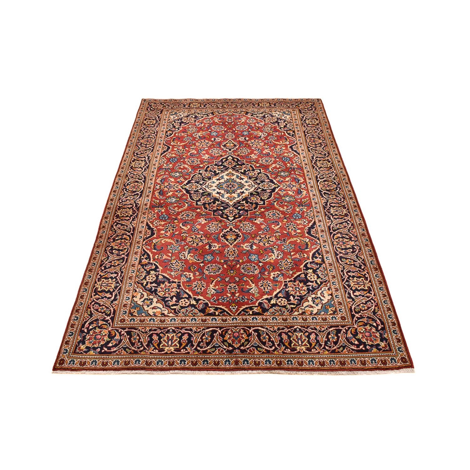 Alfombra persa - Keshan - 260 x 147 cm - rojo claro