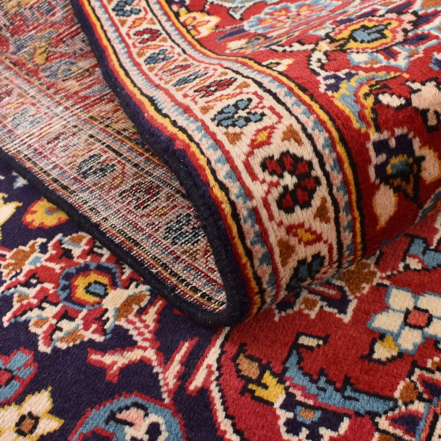 Alfombra persa - Keshan - 255 x 146 cm - azul oscuro