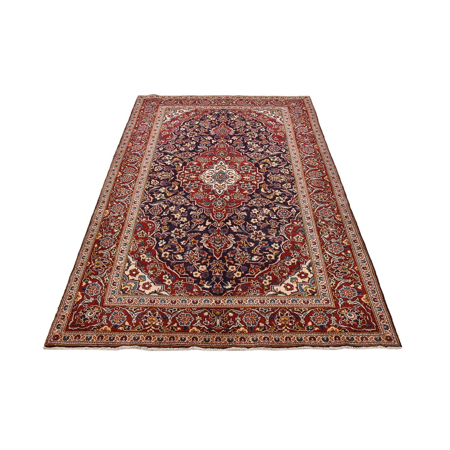 Alfombra persa - Keshan - 255 x 146 cm - azul oscuro