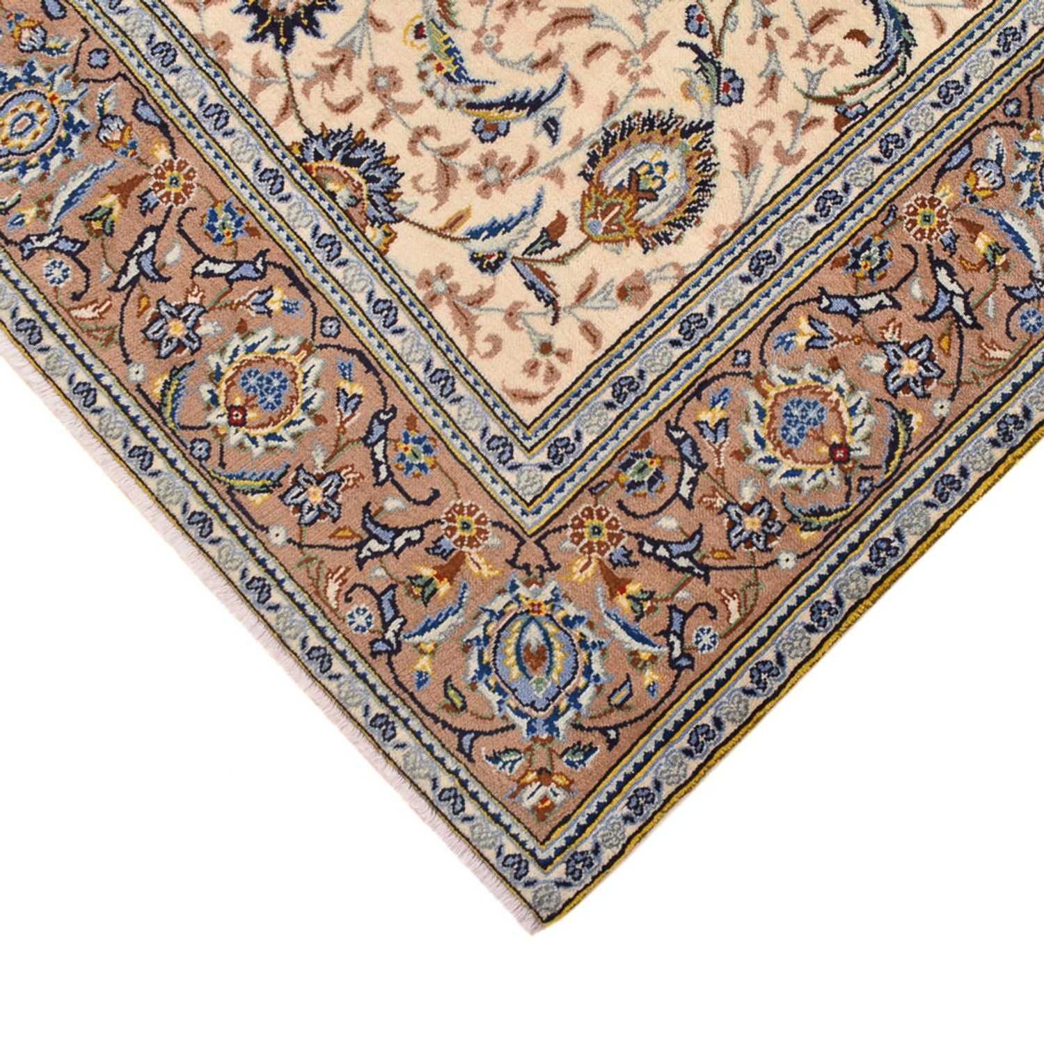 Alfombra persa - Keshan - 223 x 138 cm - beige claro