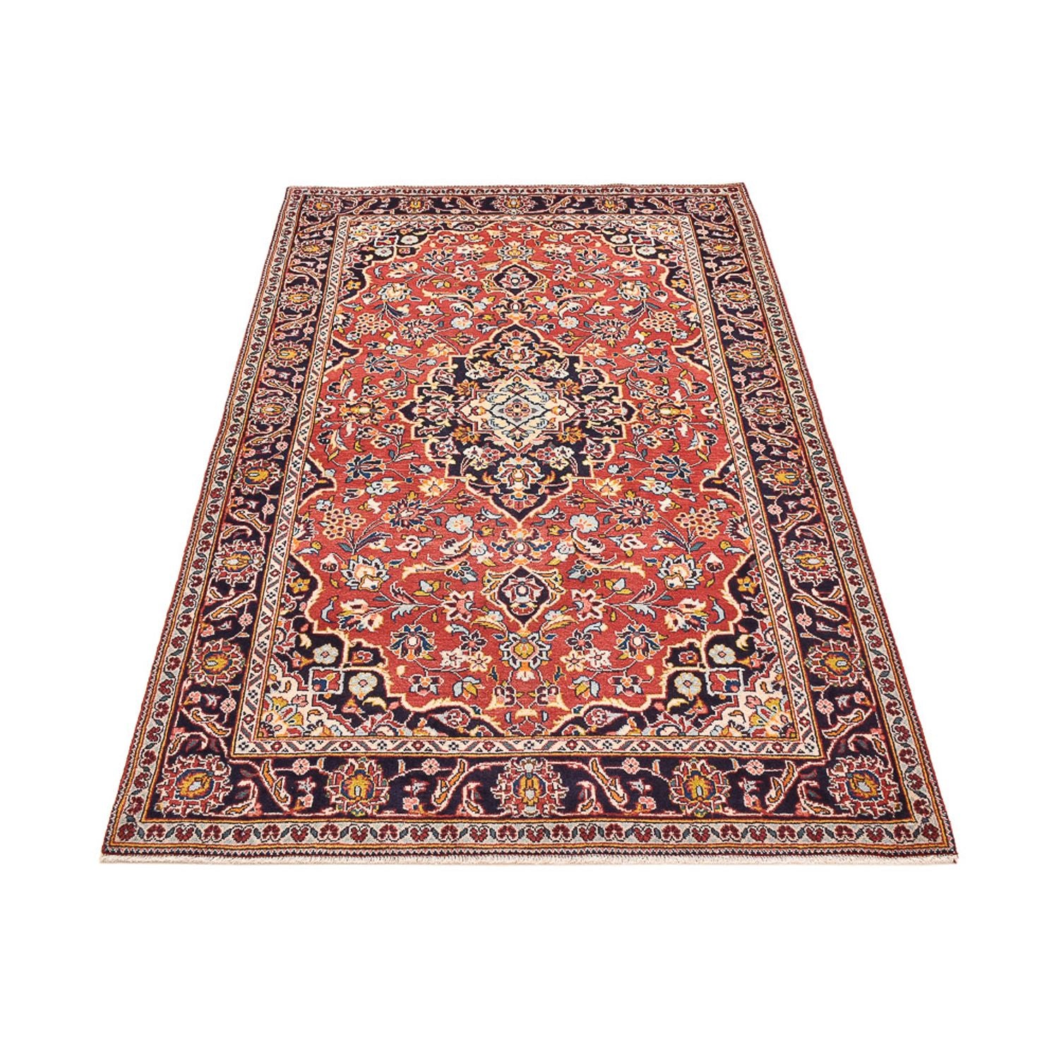 Alfombra persa - Keshan - 210 x 127 cm - rojo claro