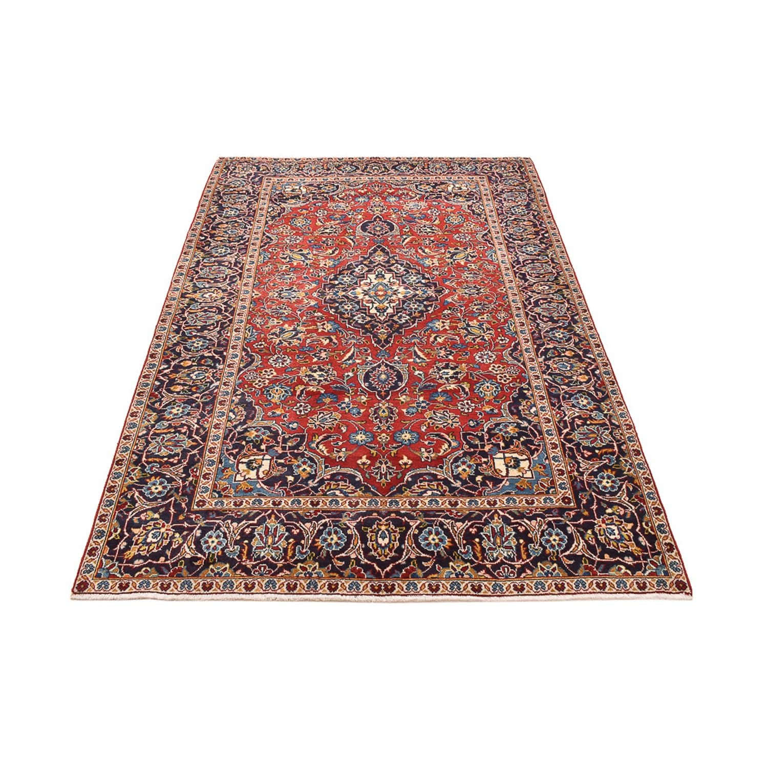 Alfombra persa - Keshan - 242 x 145 cm - rojo
