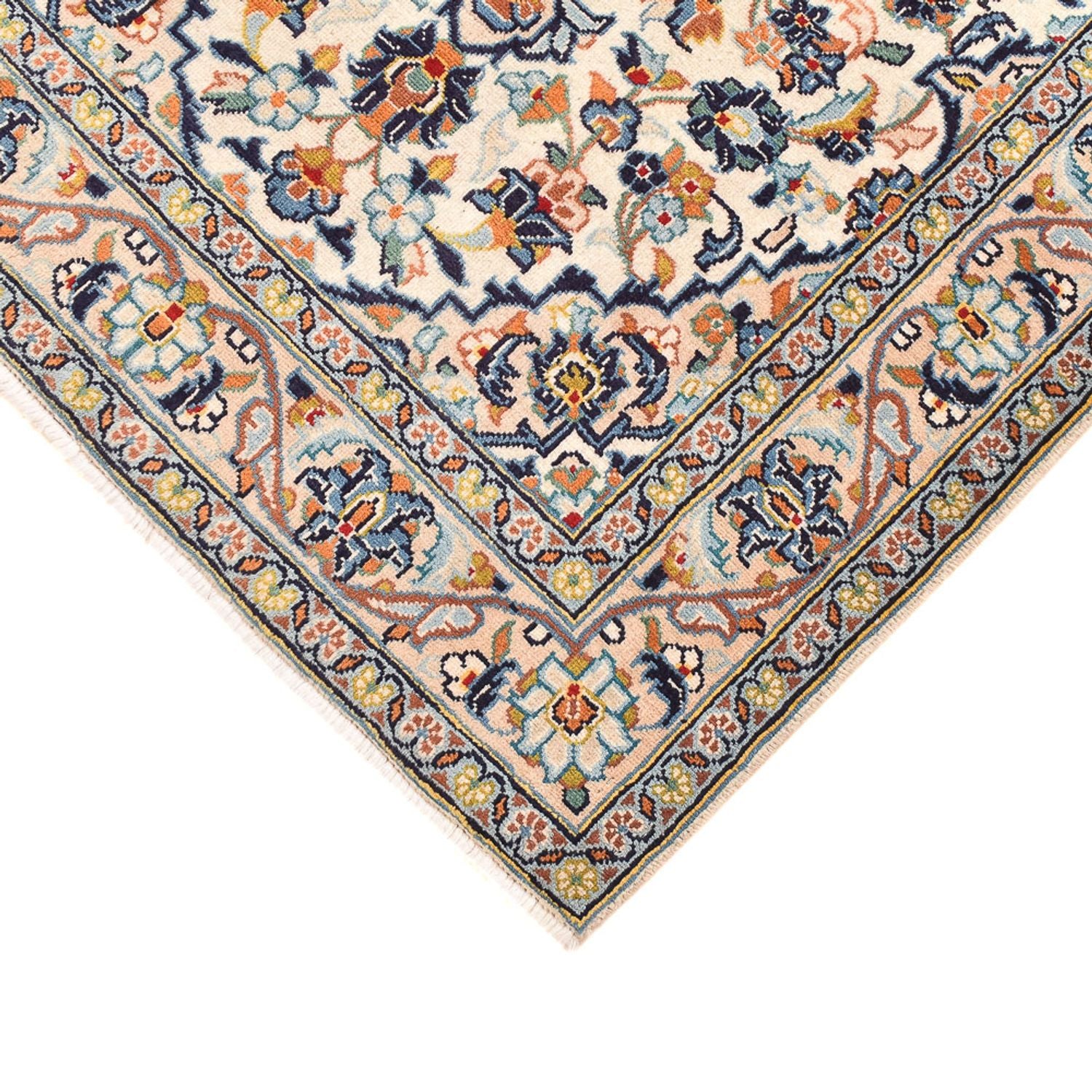 Alfombra persa - Keshan - 147 x 95 cm - beige claro