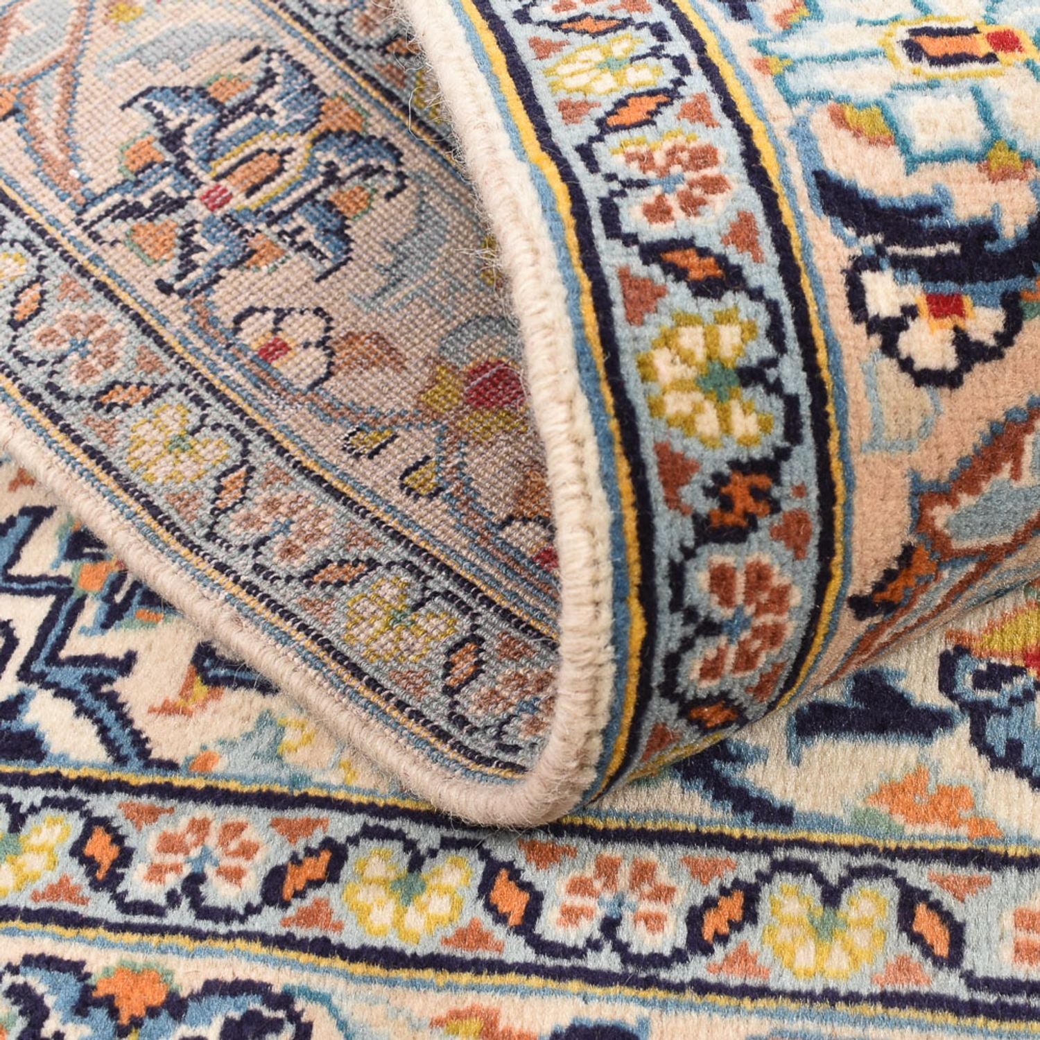 Alfombra persa - Keshan - 147 x 95 cm - beige claro