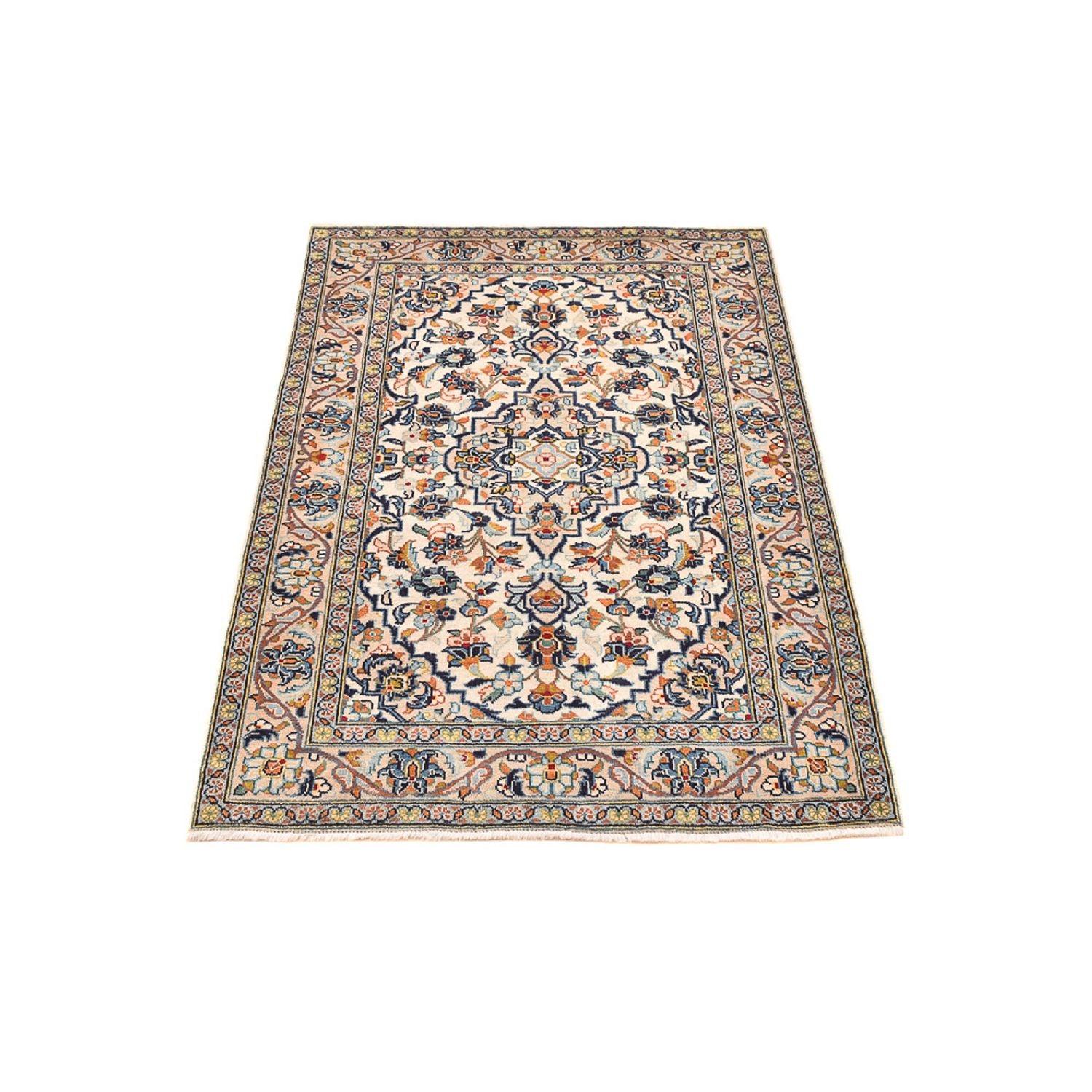 Alfombra persa - Keshan - 147 x 95 cm - beige claro