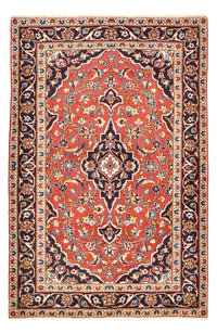 Alfombra persa - Keshan - 145 x 97 cm - rojo claro