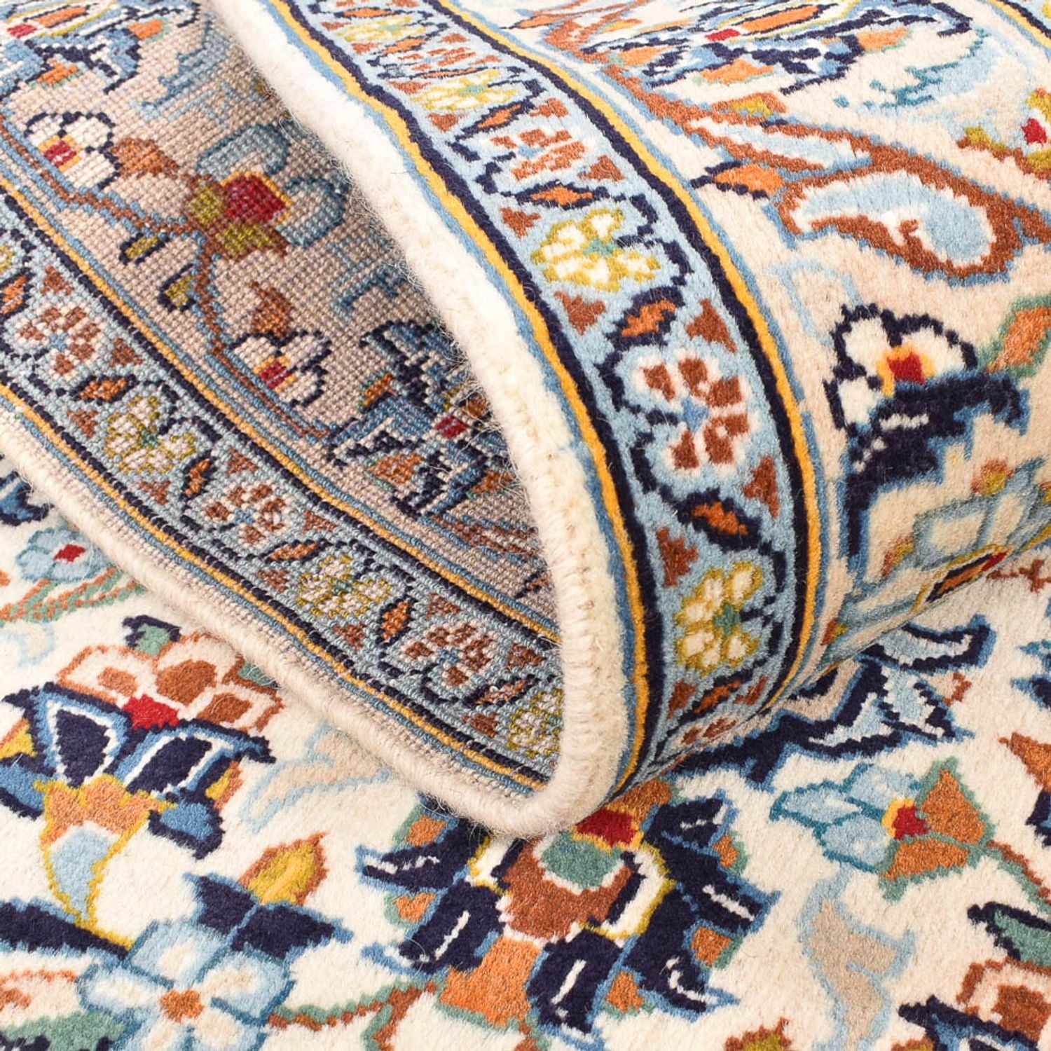 Alfombra persa - Keshan - 141 x 96 cm - beige claro