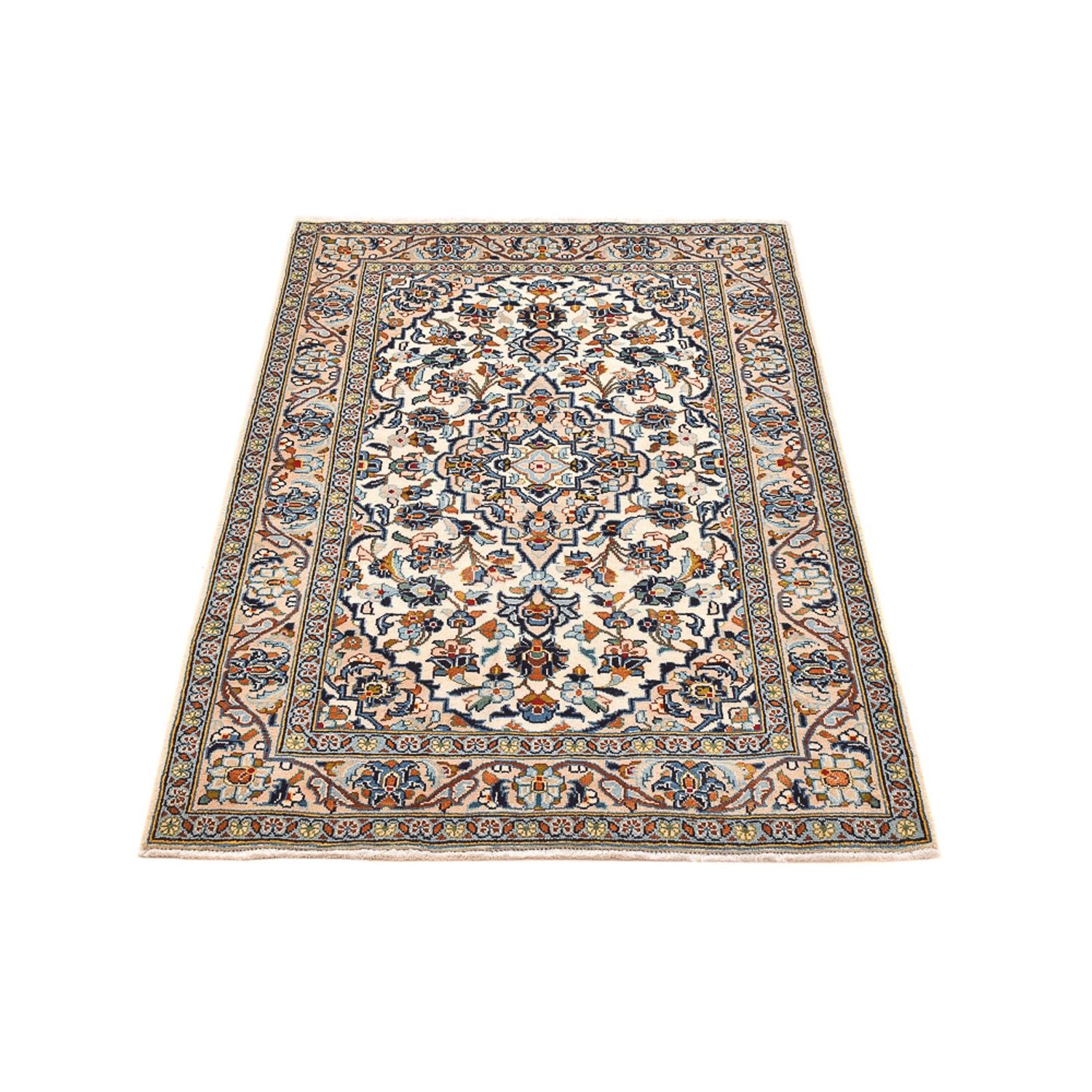 Alfombra persa - Keshan - 141 x 96 cm - beige claro