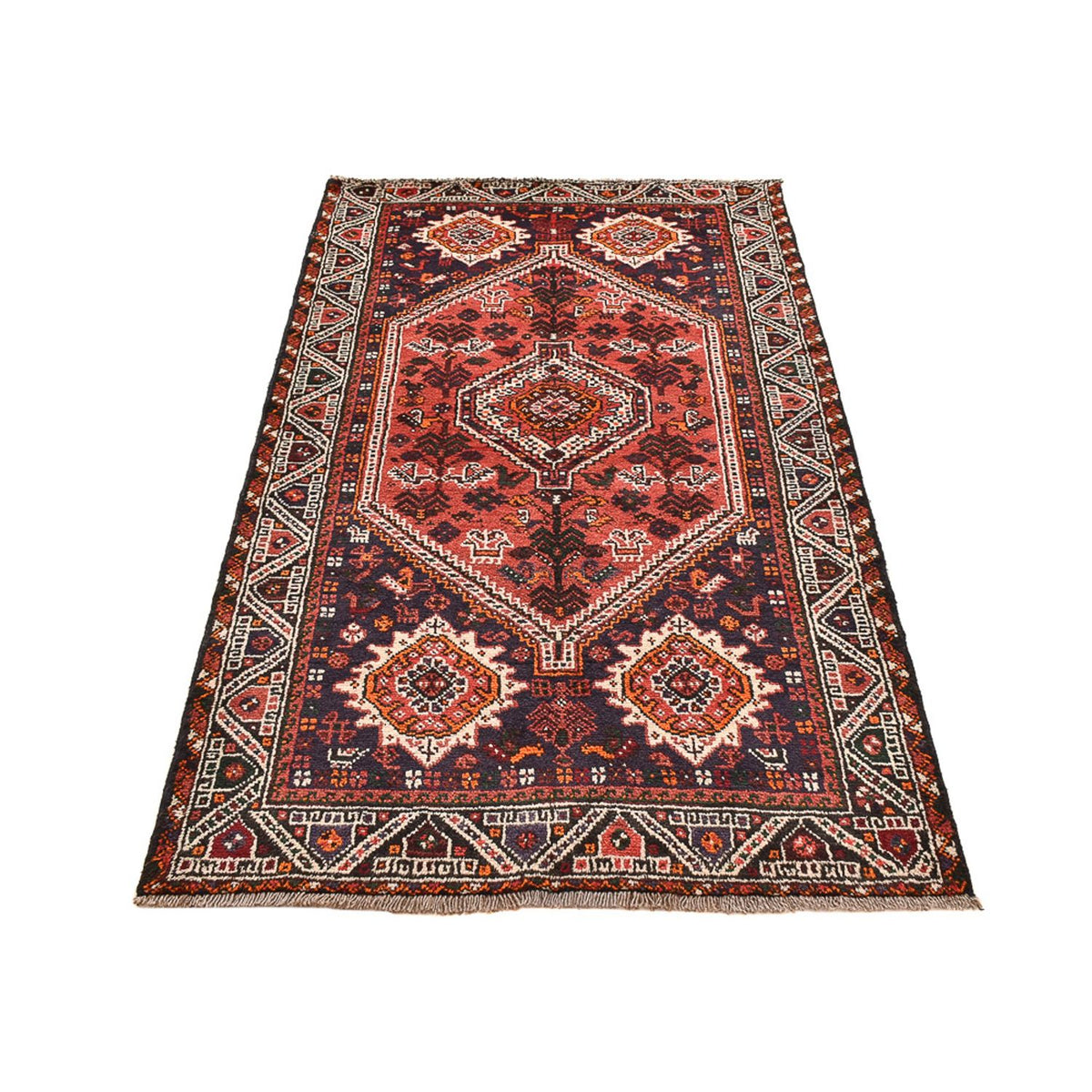 Alfombra persa - Nómada - 205 x 118 cm - rojo oscuro