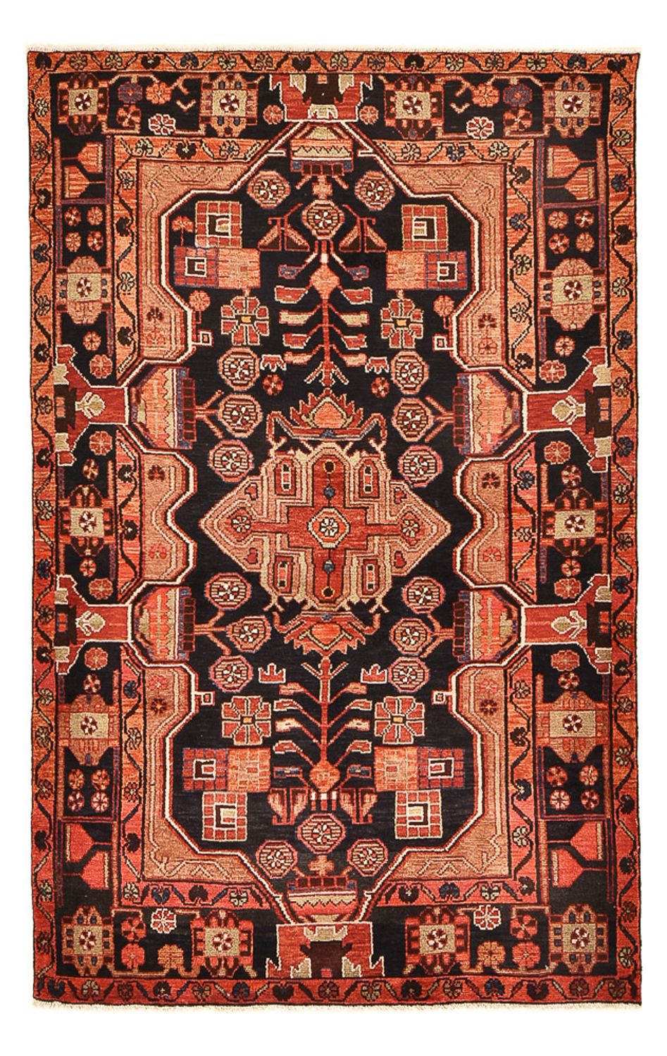 Alfombra persa - Nómada - 222 x 140 cm - rojo claro