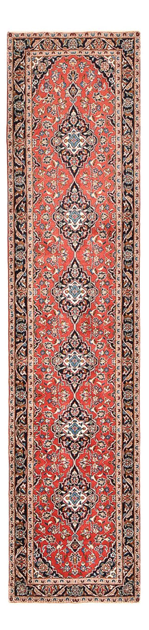 Alfombra de pasillo Alfombra persa - Keshan - 397 x 95 cm - rojo claro