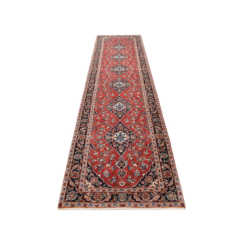 Alfombra de pasillo Alfombra persa - Keshan - 397 x 95 cm - rojo claro