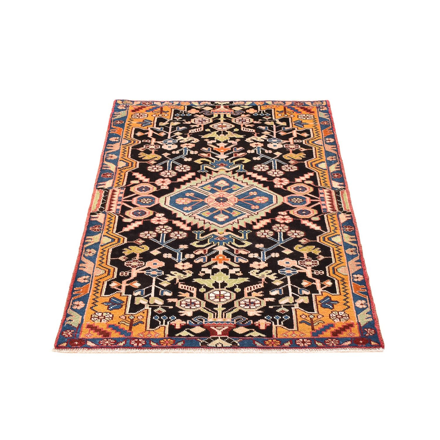Alfombra persa - Nómada - 132 x 92 cm - azul oscuro