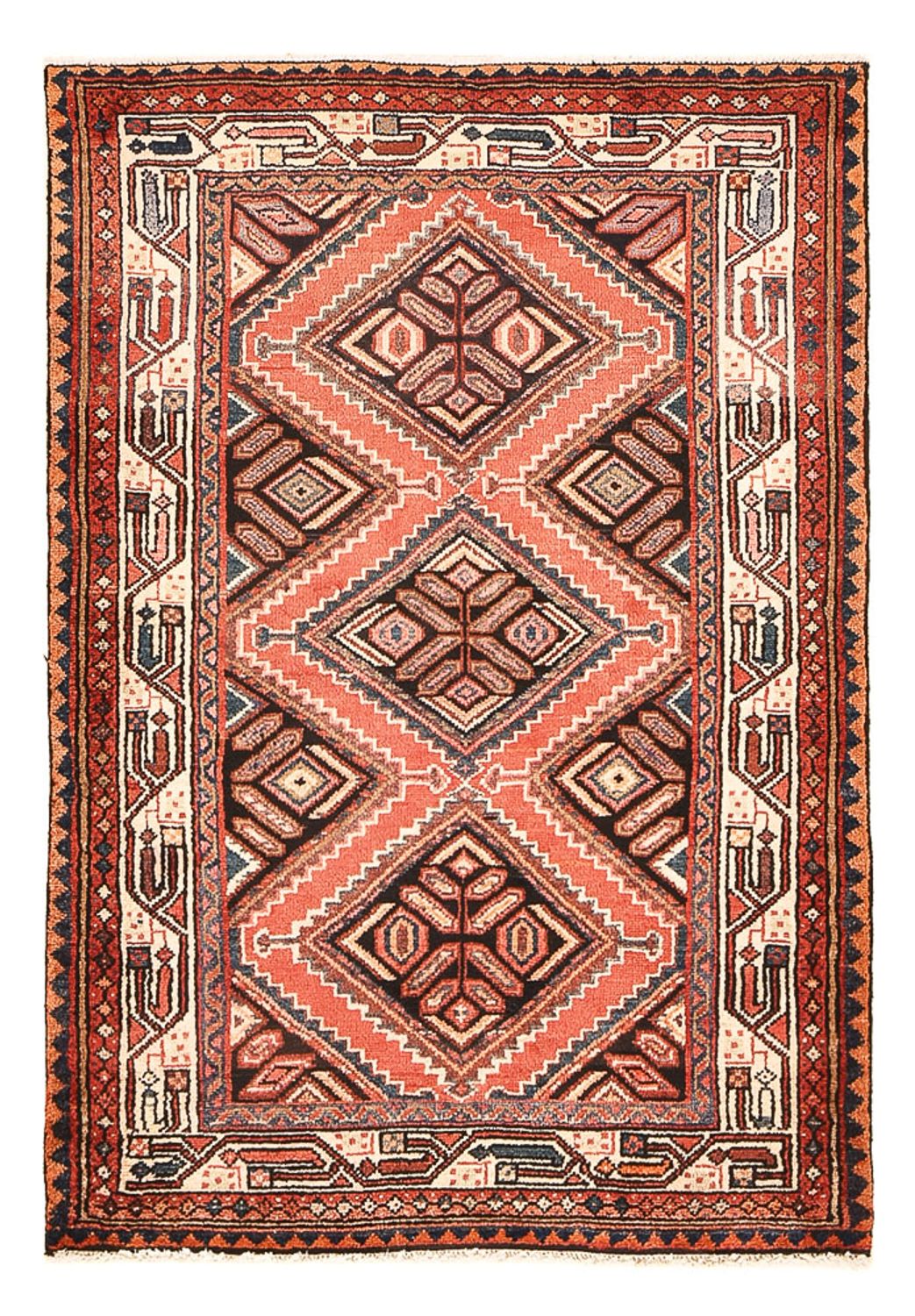 Alfombra persa - Nómada - 140 x 97 cm - rojo claro
