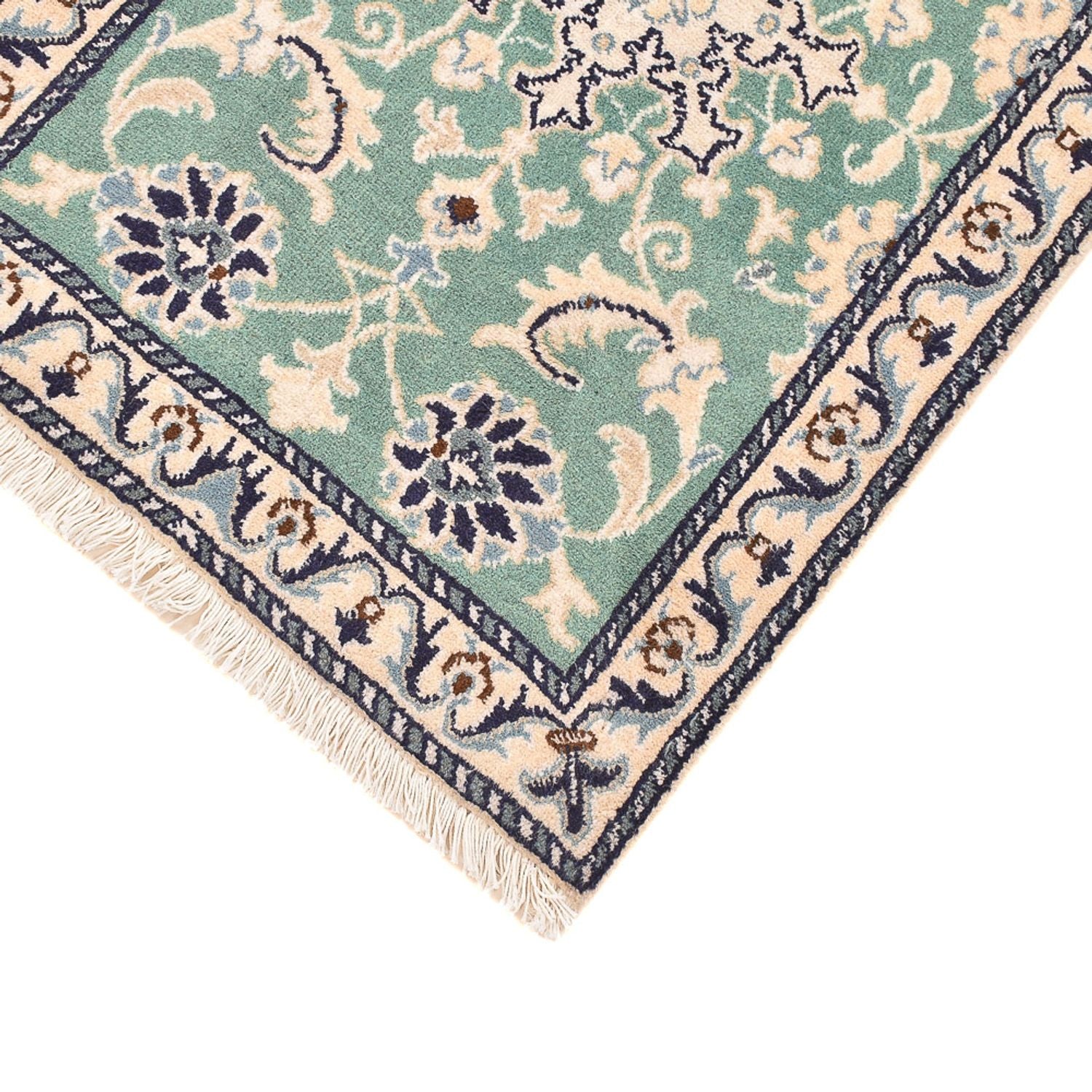 Alfombra persa - Nain - 87 x 60 cm - verde claro