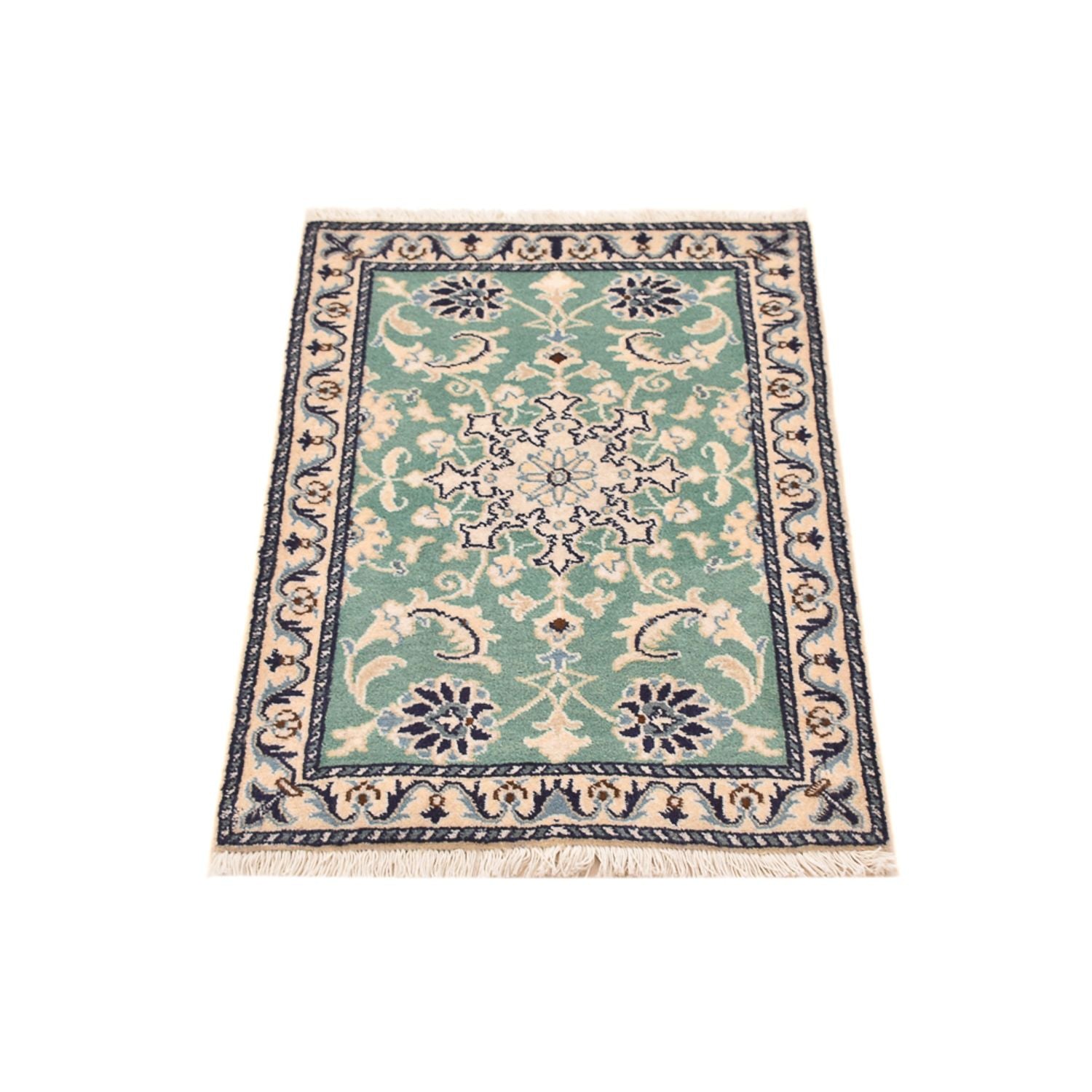 Alfombra persa - Nain - 87 x 60 cm - verde claro
