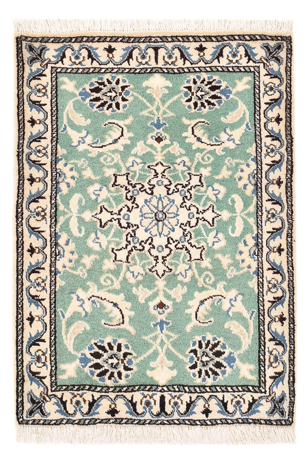 Alfombra persa - Nain - 87 x 59 cm - verde claro
