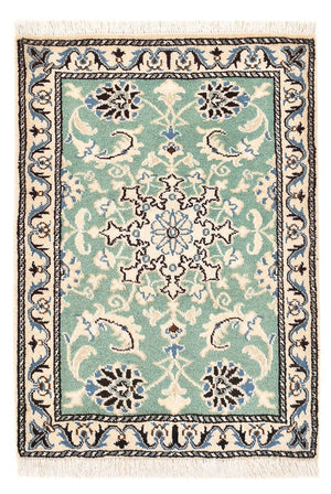 Alfombra persa - Nain - 87 x 59 cm - verde claro