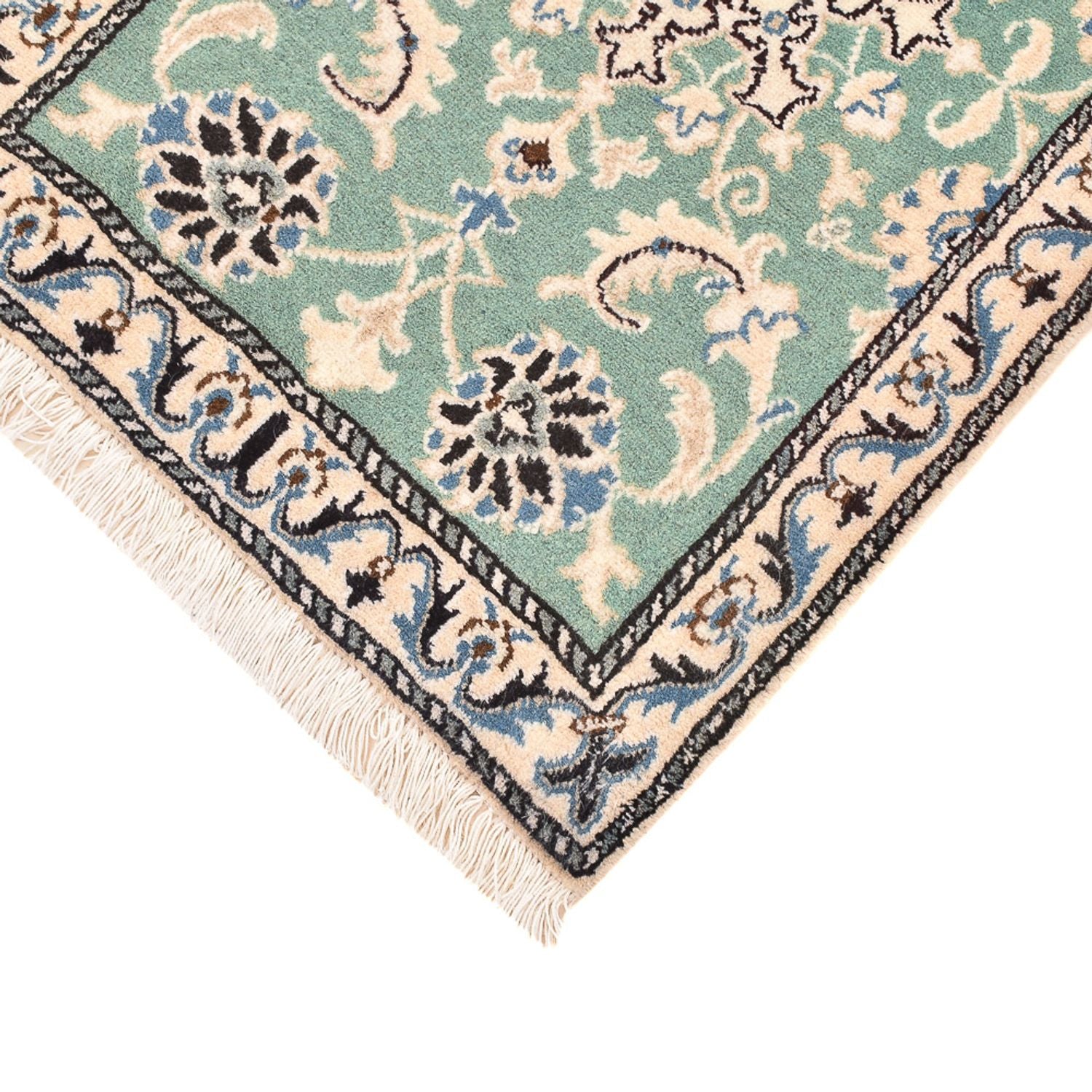Alfombra persa - Nain - 87 x 59 cm - verde claro