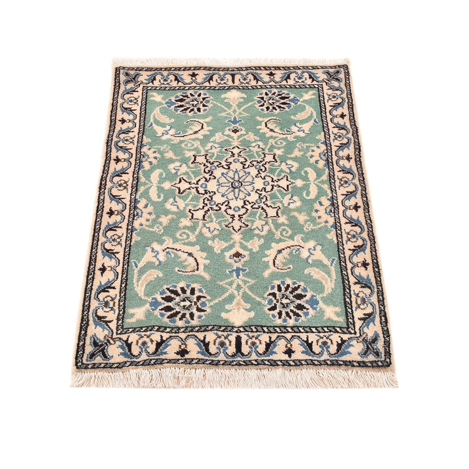 Alfombra persa - Nain - 87 x 59 cm - verde claro