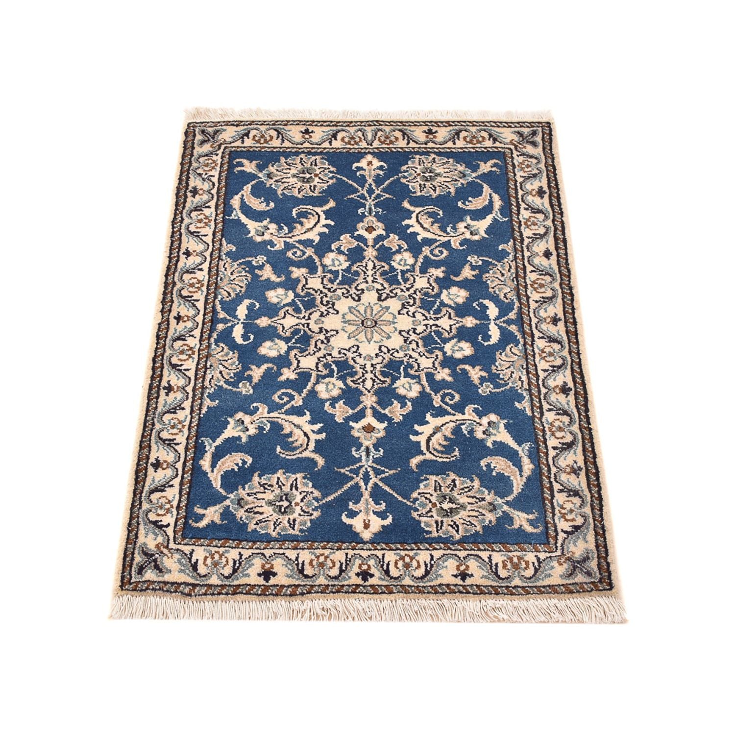 Alfombra persa - Nain - 88 x 60 cm - azul