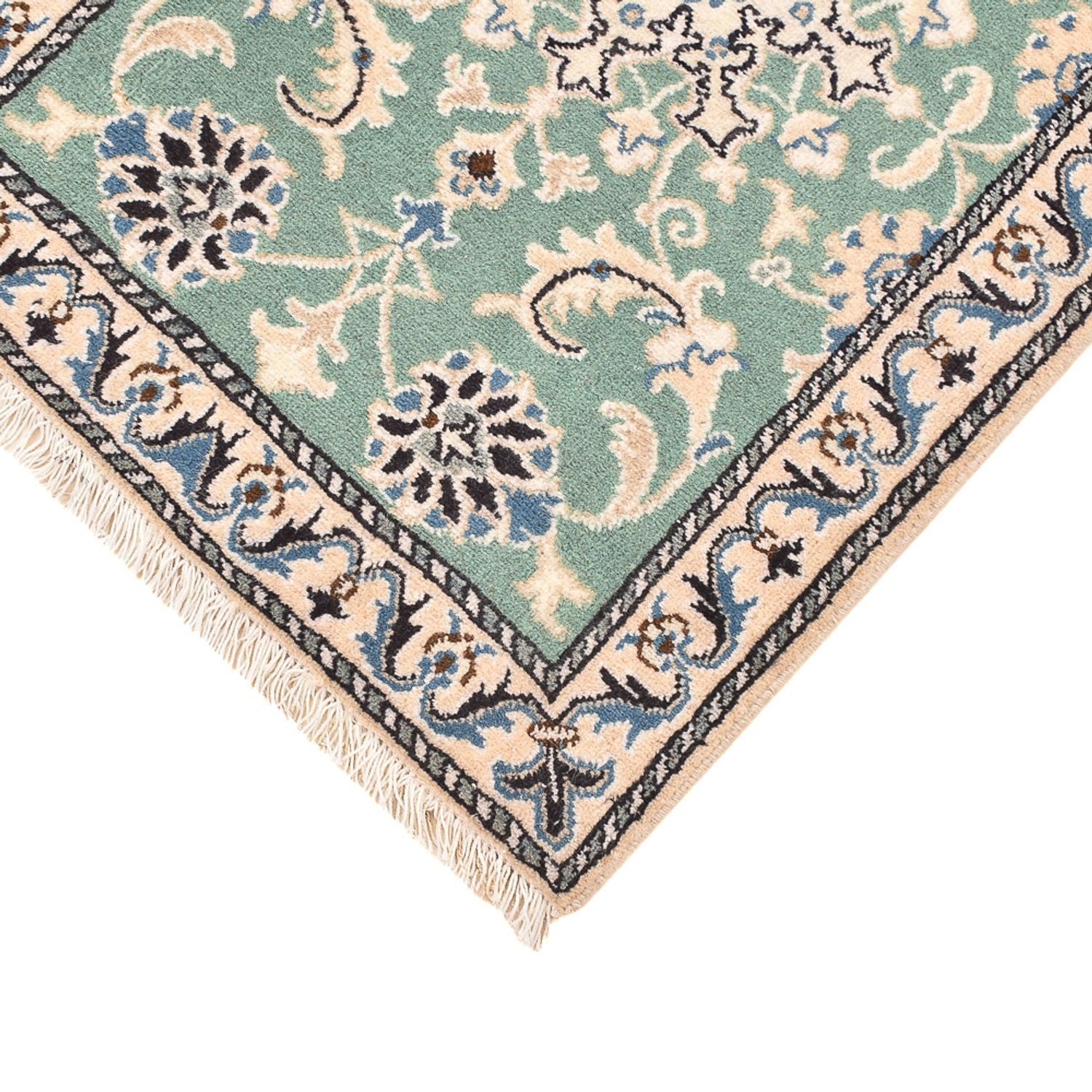 Alfombra persa - Nain - 89 x 60 cm - verde claro