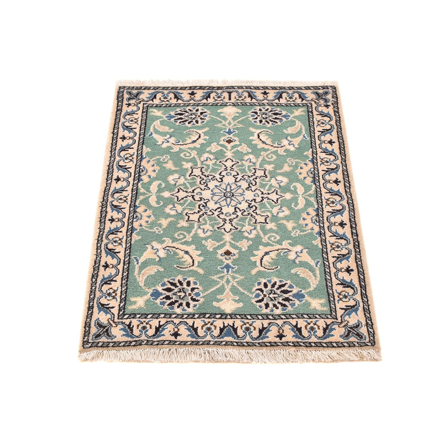 Alfombra persa - Nain - 89 x 60 cm - verde claro
