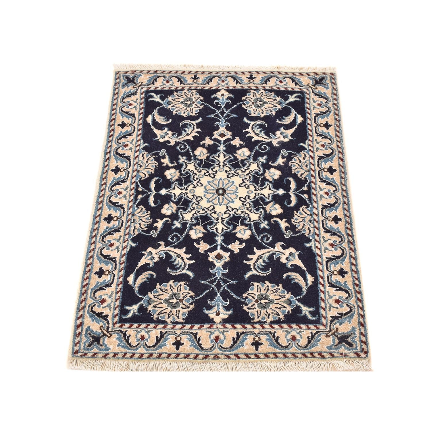 Alfombra persa - Nain - 87 x 56 cm - azul oscuro