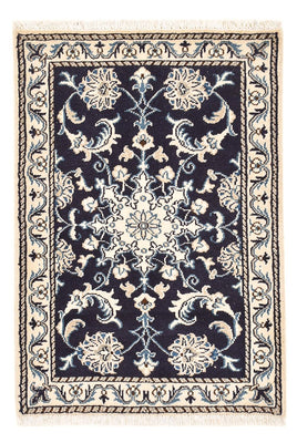 Alfombra persa - Nain - 89 x 60 cm - azul oscuro
