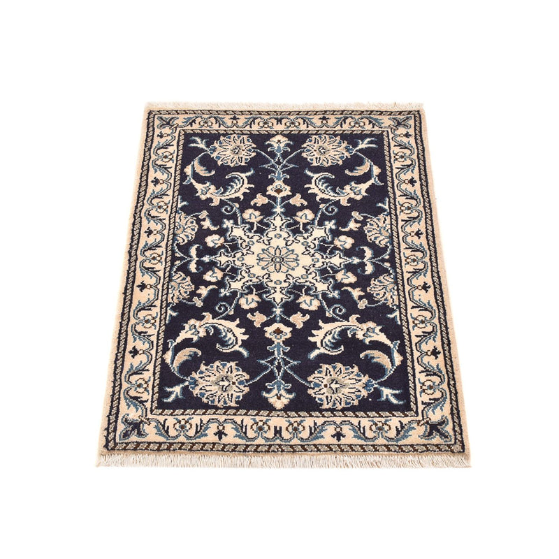 Alfombra persa - Nain - 89 x 60 cm - azul oscuro