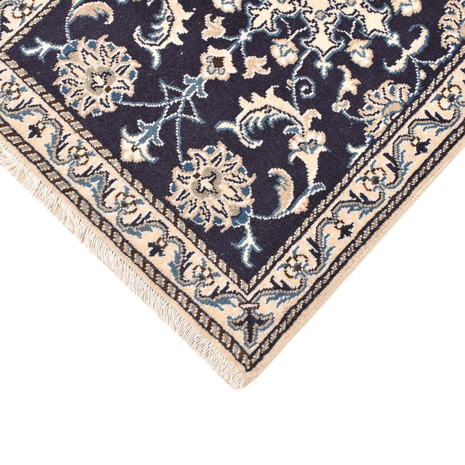 Alfombra persa - Nain - 90 x 60 cm - azul oscuro