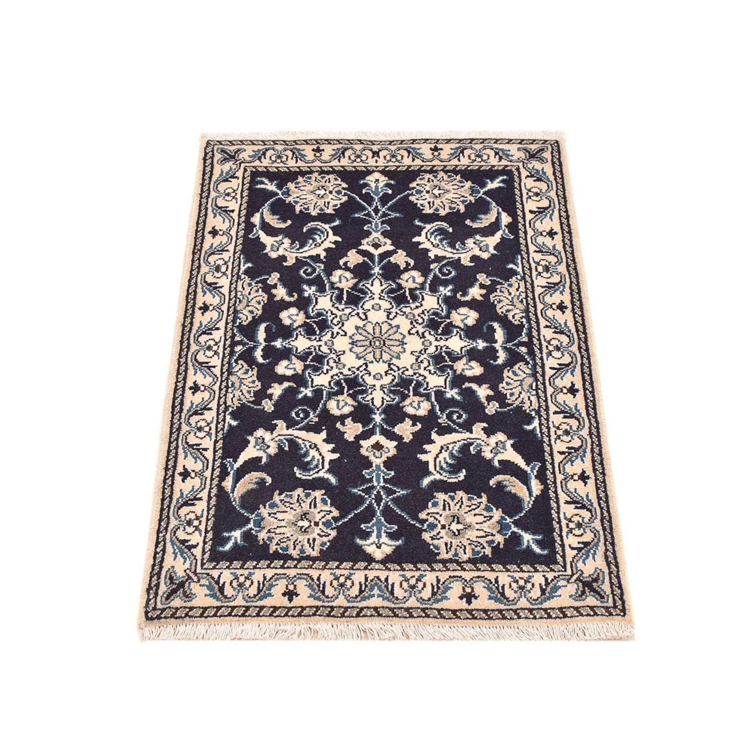 Alfombra persa - Nain - 90 x 60 cm - azul oscuro
