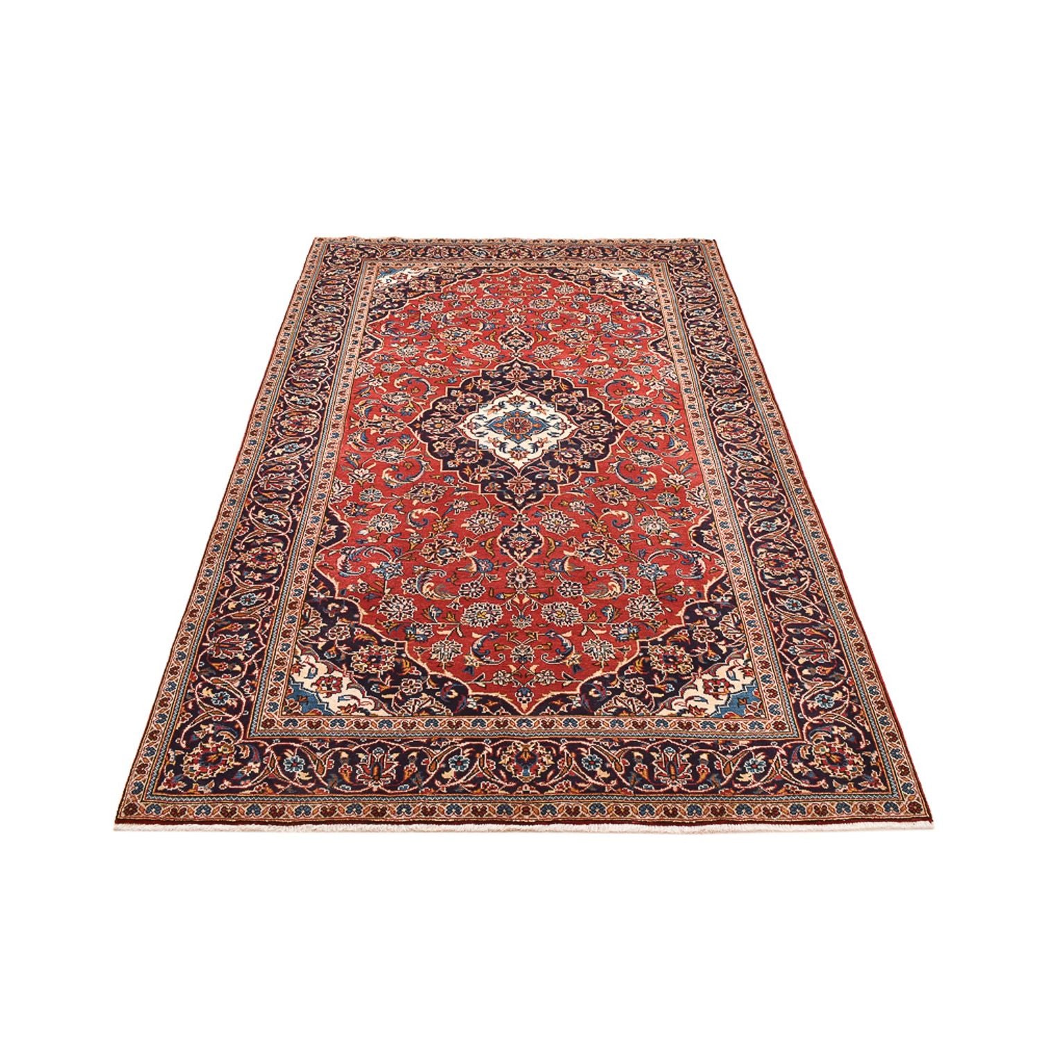 Alfombra persa - Keshan - 253 x 150 cm - rojo