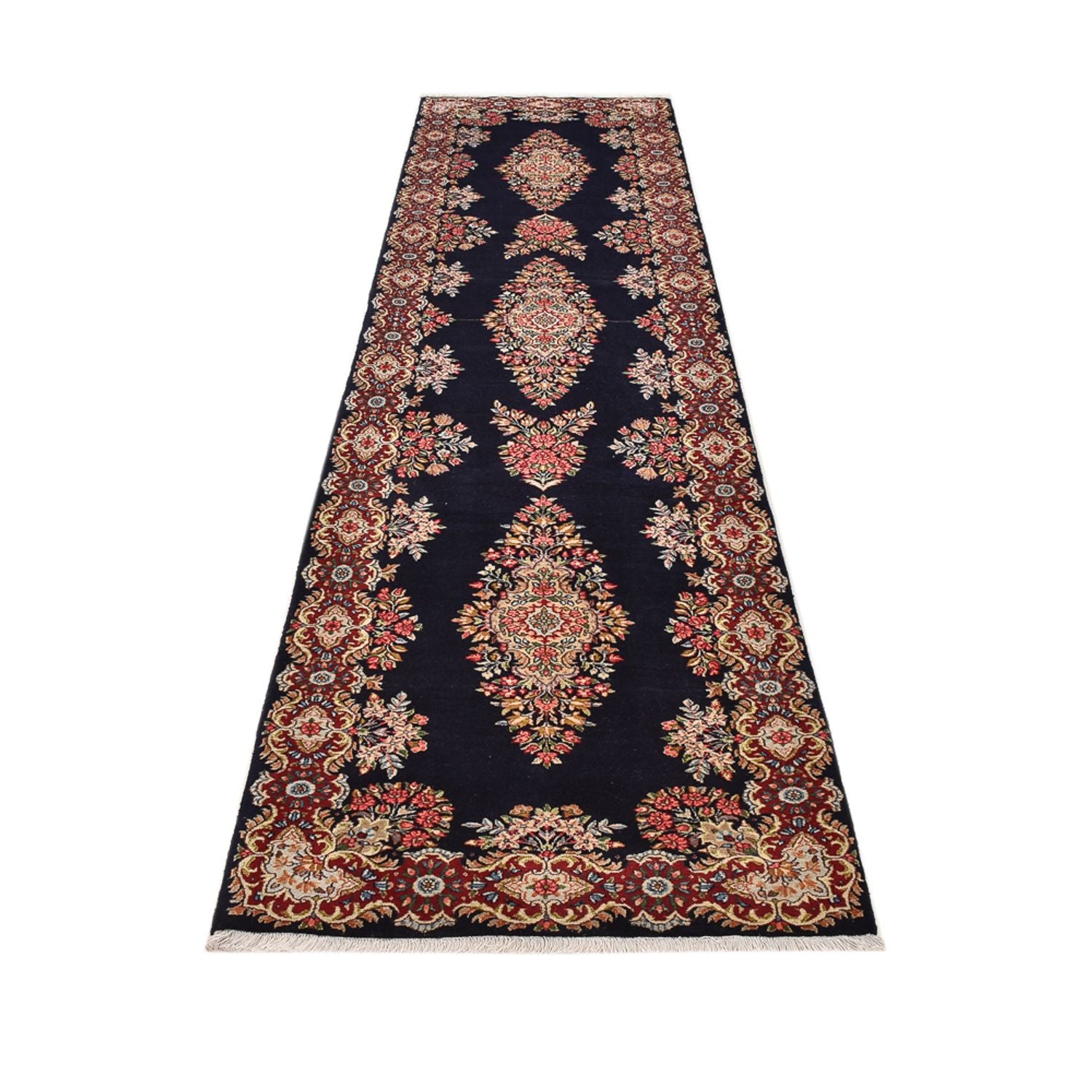 Alfombra de pasillo Alfombra persa - Real - 397 x 94 cm - azul oscuro