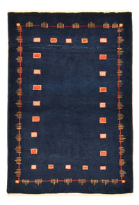 Alfombra Gabbeh - Loribaft Persa - 143 x 110 cm - azul oscuro