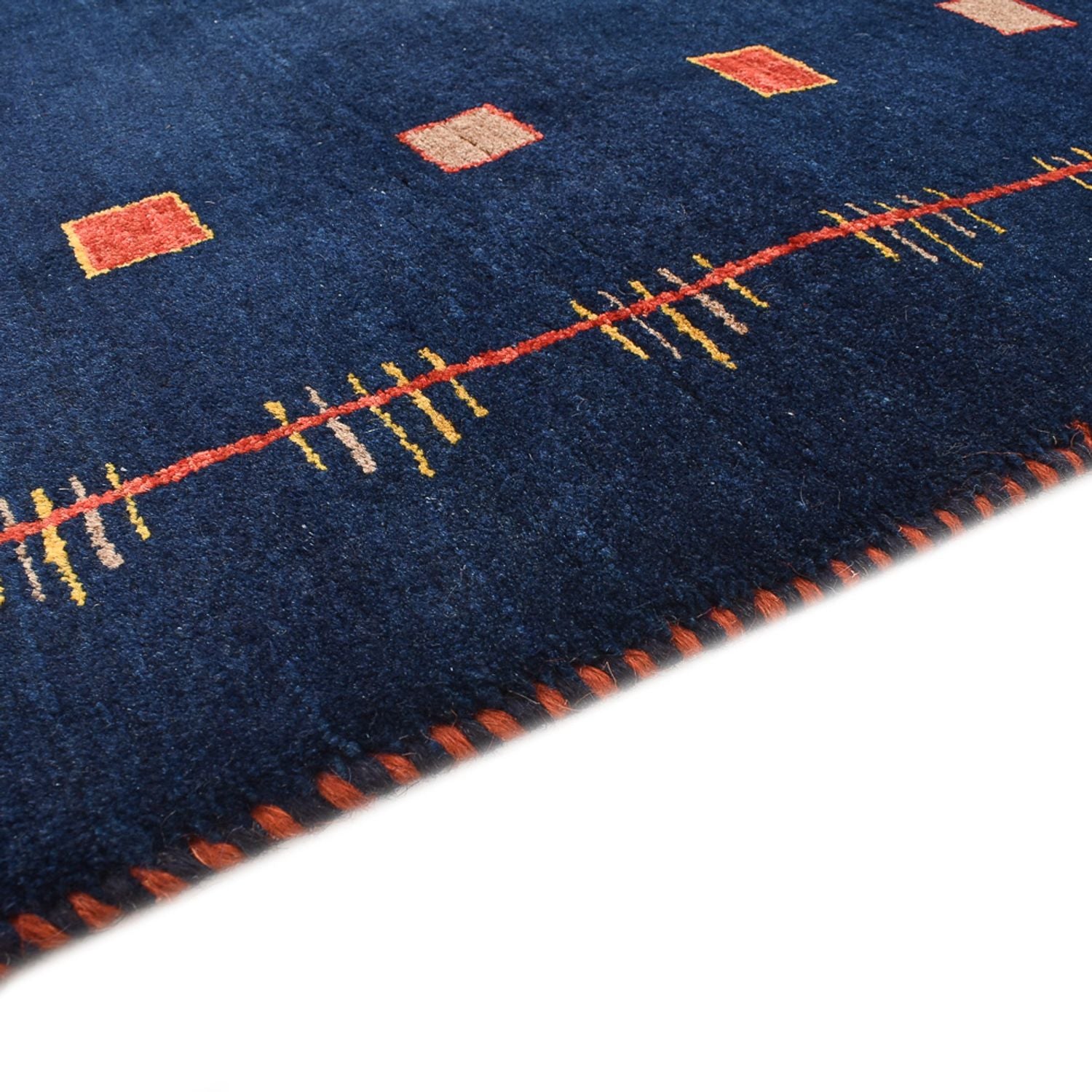 Alfombra Gabbeh - Loribaft Persa - 143 x 110 cm - azul oscuro
