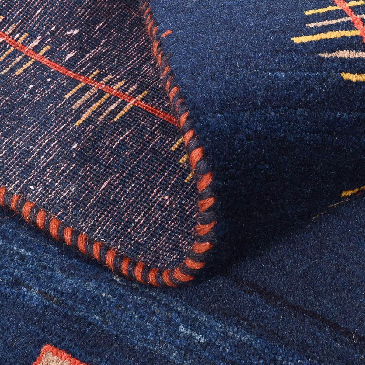 Alfombra Gabbeh - Loribaft Persa - 143 x 110 cm - azul oscuro