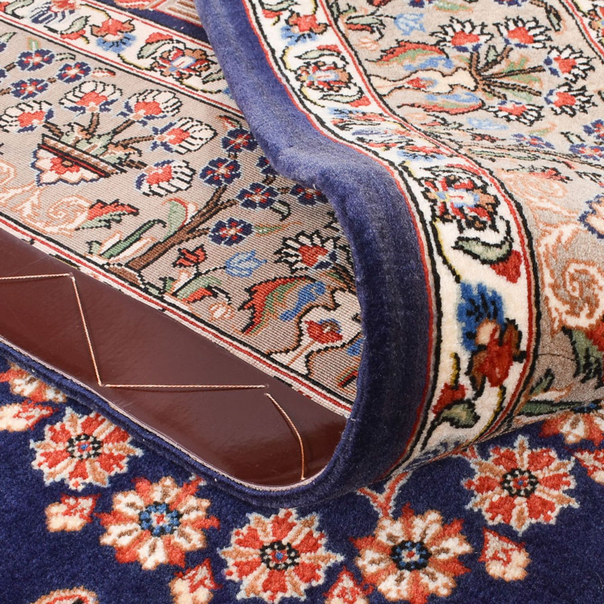 Alfombra Persa - Ghom - Royal - 200 x 130 cm - azul oscuro