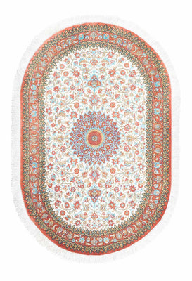 Alfombra persa - Ghom oval  - 120 x 76 cm - beige