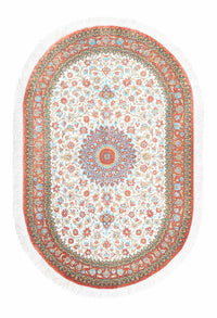 Alfombra persa - Ghom oval  - 120 x 76 cm - beige