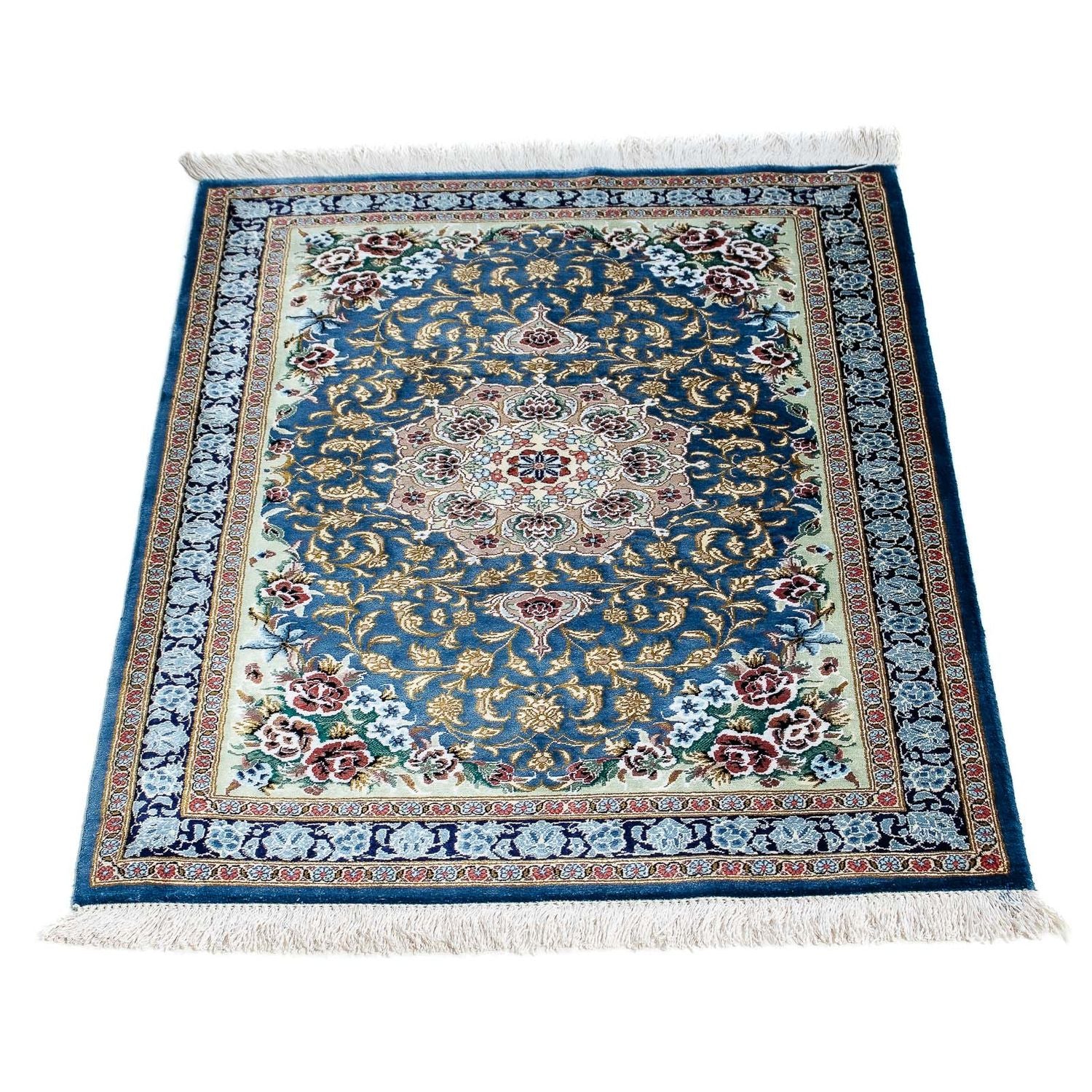 Alfombra persa - Ghom - 85 x 59 cm - azul
